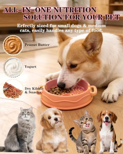 Silicone Slow Feeder Dog Bowls - Anxiety Relief Dog Lick Bowl Dog Slow Feeder Bowl for Puppy Small Dog & Cat - Image 4