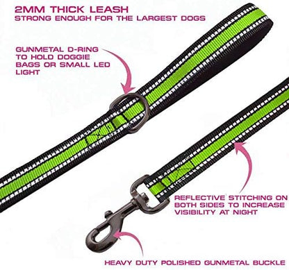 JSXD Heavy Duty Double Handle Dog Leash - 5 FT with Comfortable Padded and Reflective Rope, for Small to Large Dogs (Wide-Green) - Image 3