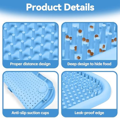 Snuffle Mat for Dogs 23.6" x 23.6" Silicone Large Slow Feeder Mat, Blue - Image 6