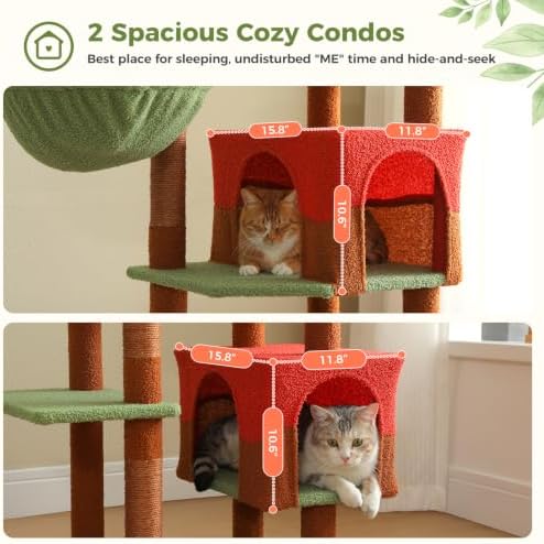 69" Tall Cat Tree for Indoor Cats Large Adult, Multi-Level Cat Tower - Image 6
