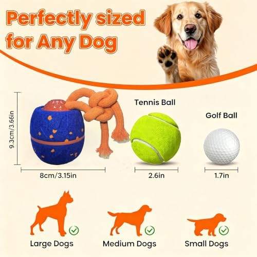 Interactive Dog Toy, Automatic Bouncing Rotating, Realistic Dog Barking Sounds, E‑TPU, IP54, Rechargeable, Small/Medium/Large Dogs, Indoor/Outdoor（Blue） - Image 2