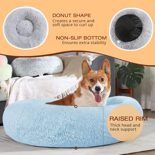 JOLLYVOGUE Dog Bed, Calming Anti-Anxiety Large Dog Bed, Fluffy Donut Cushion for Medium and Large Pets (27") - Image 5