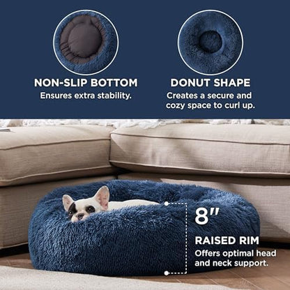 Bedsure Calming Small Dog Bed Donut Washable Cat＆Puppy Bed,23 inches Navy - Image 3