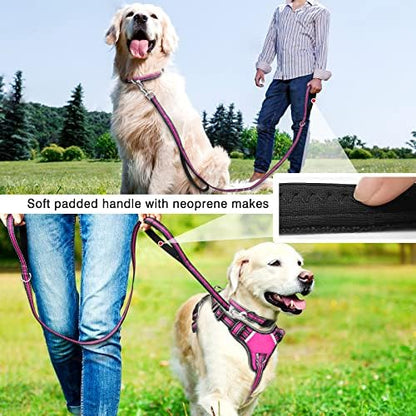 WINSEE Pet Harness Collar and Leash Set, All-in-one Reflective Dog Harness No Pull with Adjustable Buckles for Puppies, Small, Medium, Large, and Extra-Large Dogs (Medium, Rosy) - Image 5