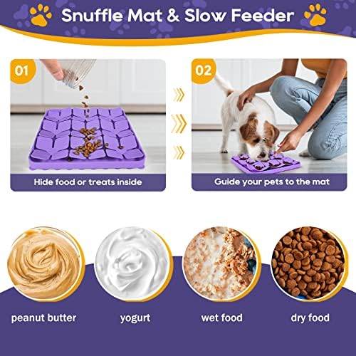 Silicone Snuffle Mat for Dogs, Interactive Dog Puzzle Feeder Sniffing Mat, Dog Licking Mat Enrichment Puzzle Mat for Small Medium Large Breed Dogs Rabbit (Purple) - Image 2