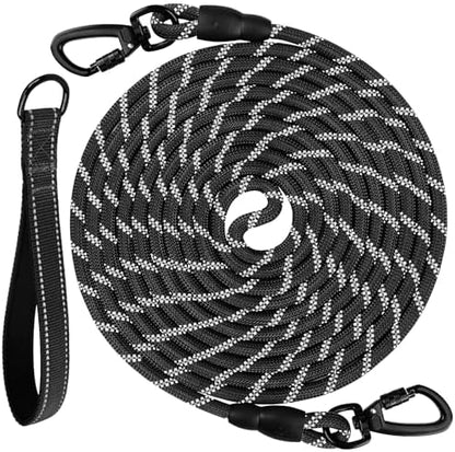 Joytale Long Dog Leash for Yard Tie Out & Recall Training, Black, 50FT by Joytale