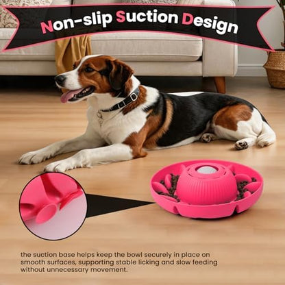 PUPPYGANG 2-in-1 Slow Feeder Dog Bowl & Dog Lick Bowl for Medium Large Dogs, Silicone Puzzle Feeder with Removable Lick Ball, Suction Base Bowl for Kibble, Wet Food, Yogurt & Peanut Butter (Red) - Image 5