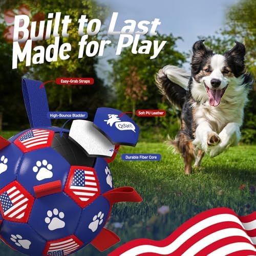 QDAN Dog Toys Soccer Ball with Straps, 8 Inch Dog Balls for Large Dogs - Image 4