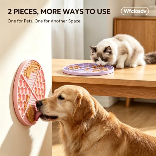 2 Pack Round Honeycomb Lick Mat for Dogs&Cats with 61 Suction Cups - Image 7