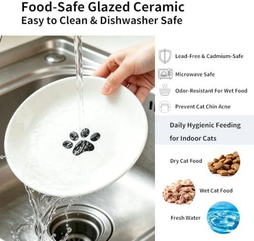 Elevated Ceramic Cat Bowl Set of 2 with Silicone Mat - Image 5