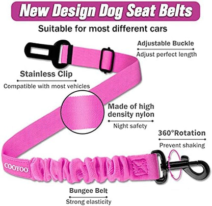 COOYOO Dog Seat Belt,3 Piece Set Retractable Dog Car Adjustable Seatbelts for Vehicle Nylon Pet Safety Heavy Duty & Elastic & Durable Car Harness for Dogs - Image 3