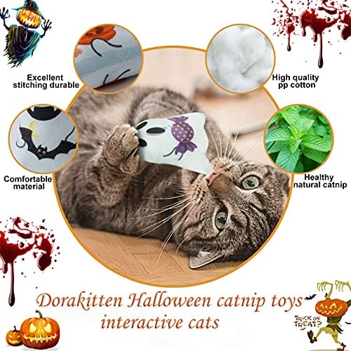 Catnip Toys Interactive Cat 5PCS Cats Chew Plush Ghost Toys & Pet Stuffed Nip Pillow & Kitten Best Kicker Toy Cute and Soft Teething Supplies for Moving Kitty Indoor - Image 2