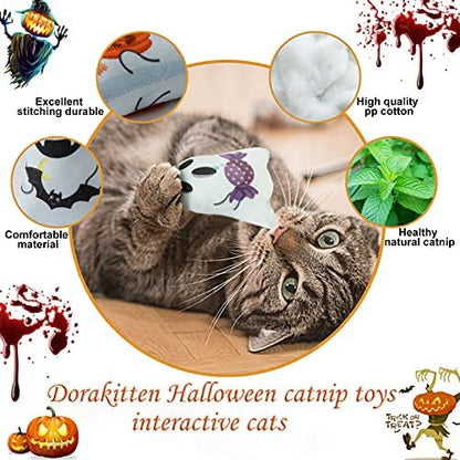 Catnip Toys Interactive Cat 5PCS Cats Chew Plush Ghost Toys & Pet Stuffed Nip Pillow & Kitten Best Kicker Toy Cute and Soft Teething Supplies for Moving Kitty Indoor - Image 2