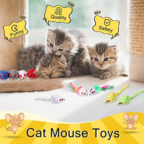 Syhood 120 Pcs Fur Mouse Cat Rattle Toys Bulk Small Catnip Interactive Play - Image 4