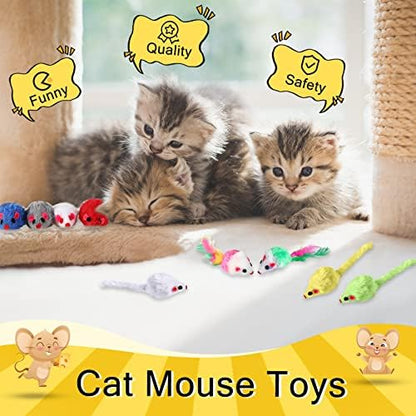 Syhood 120 Pcs Fur Mouse Cat Rattle Toys Bulk Small Catnip Interactive Play - Image 4