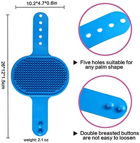 Dog Bath Brush Pet Bath Comb Brush Soothing Massage Rubber Comb 2pcs with Adjustable Ring Handle for Long Short Haired Dogs and Cats (Blue+Rose) - Image 2