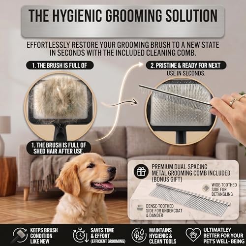 Slicker Brush for Dog, Doodles, Poodles & Long Haired Cats, Black - Image 4