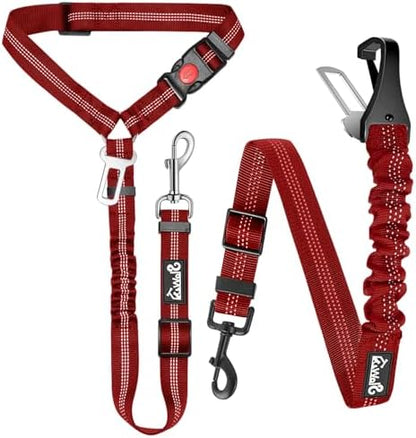 Lukovee Dog Seat Belt, 2 Pack, 3-in-1 Headrest & Seatbelt Clip & Latch by Lukovee