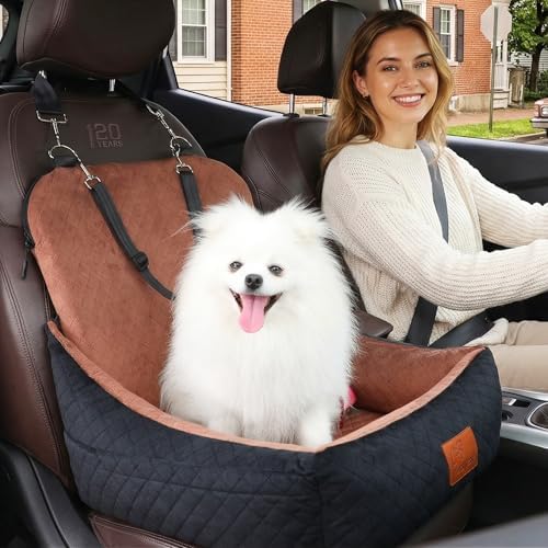 Dog Car Seat & Travel Bed—Fold-Out 35" Pet Carbed for Small Dogs Up to 25 lbs — Velvet Memory Foam,Anti-Slip Grip & Dual Dog Seat Belt for Car Front/Back Seat. - Image 2