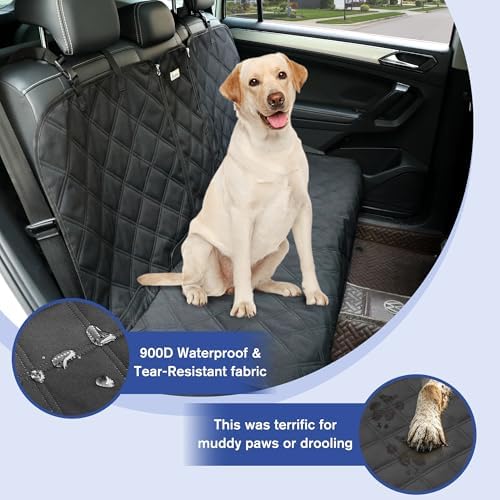 ALLANSING Back Seat Cover - 900D Oxford Waterproof Car Seat Protector, Fits Cars/SUVs/Trucks, Split Bench, Non-Slip, for Messy Kids & Drooling Dogs, Easy Clean(Black) - Image 2