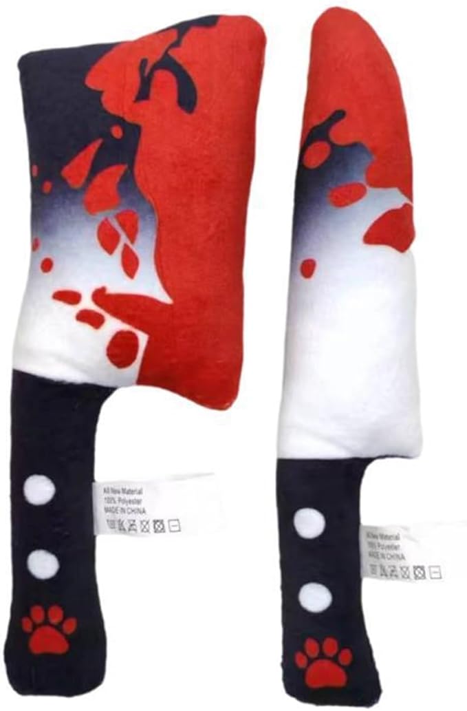 2-Pack Halloween Squeaky Dog Toy Set - Plush Knife and Cleaver Design, Interactive Sound Toys for Dogs, Perfect for Halloween Play and Chewing Fun