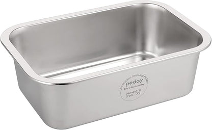 PEDAY 2.64 Gallon Extra Large Dog Water Bowl, Human Grade Stainless Steel, for Extra Large Sized Dogs - Silver Classic