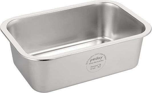 PEDAY 2.64 Gallon Extra Large Dog Water Bowl, Human Grade Stainless Steel, for Extra Large Sized Dogs - Silver Classic