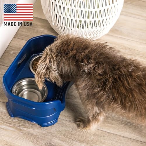 Neater Pet Brands Neater Feeder Deluxe Mess Proof Dog Bowls Elevated for Small Dogs Under 19 lbs, Made in USA, No Spill Raised Dog Food Bowl Stand Feeding Station, Food and Water Bowl Set, Dark Blue - Image 4