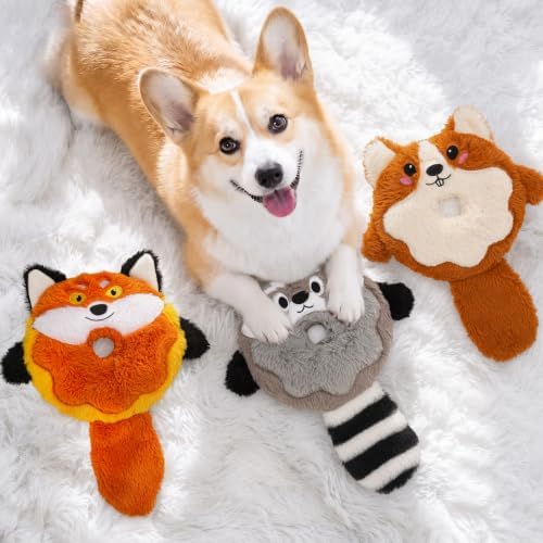 3-Pack Plush Squeaky Dog Toys with Crinkle Tails - Image 6
