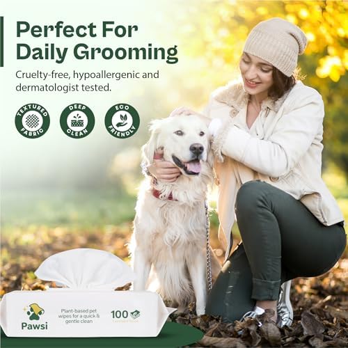 Pawsi Pet Wipes for Dogs and Cats, Hypoallergenic Grooming Wipes for Paws, Body and Butt, Cleaning and Hydrating, Lavender Scented, 2 Pack (100 Wipes Each, 200 Total) - Image 5