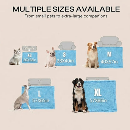 Waterproof Pet Blanket for Dogs Jacquard Fleece Blankets for Bed Cover Reversible Blue Fluffy Puppy Blankets Leakproof Sofa Couch Washable Cover Cat Doggie Blanket for Warm-Lake Blue,L - Image 6