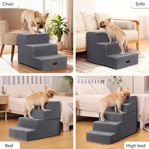 Aodisman Dog Stairs for Small Dogs,3-Step Wide Pet Stairs for Couch & Bed - Image 4