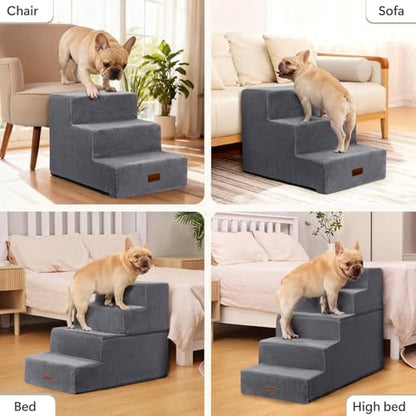 Aodisman Dog Stairs for Small Dogs,3-Step Wide Pet Stairs for Couch & Bed - Image 4