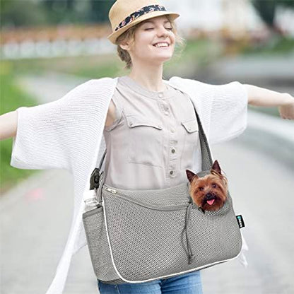 PetAmi Dog Sling Carrier Small Dogs, Hands Free Crossbody Carrier, Stripe - Image 5