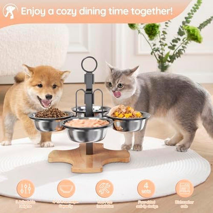 Adjustable Elevated Cat Bowls with Stand, Raised Food & Water Bowl Set - Image 4