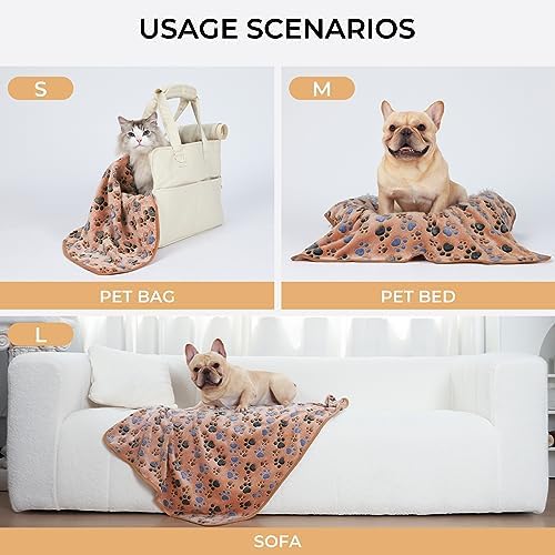 1 Pack 3 Blankets Super Soft Fluffy Premium Fleece Pet Blanket Flannel Throw for Dog Puppy Cat Paw Brown Large(41x31 inch) - Image 2