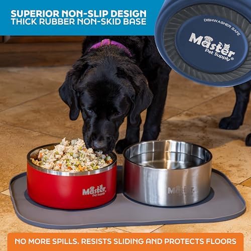 Master Pet Supply Stainless Steel Dog Bowls 128 oz Heavy Duty Navy Blue - Image 5