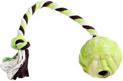 Large Knot Ball Dog Toy, Rubber Ball with Rope, Durable Interactive Fetch and Tug, Dental Cleaning, for Large to Extra Large Dogs
