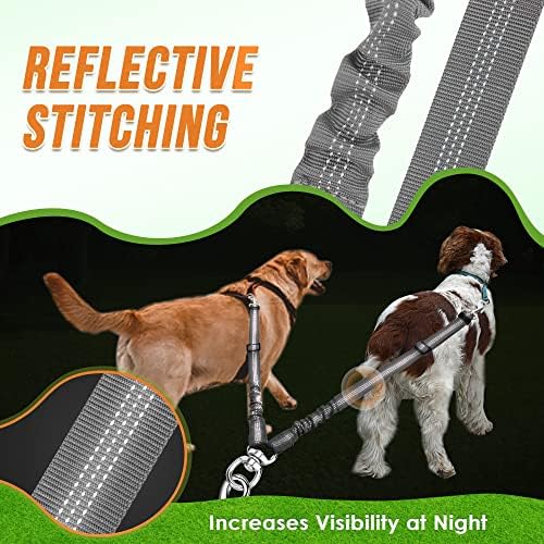 AUTOWT Double Dog Leash, No Tangle 360°Swivel Rotation Reflective Lead Attachment Adjustable Length Dual Two Dogs Lead Splitter, Comfortable Shock Absorbing Walking Training for 2 Dogs - Image 6