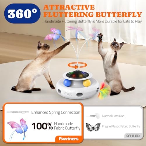 Pawtners Cat Toys, Automatic Interactive Kitten Toys for Indoor Cats, White - Image 4