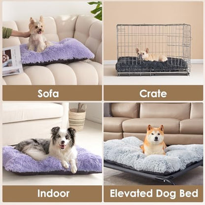 EHEYCIGA Fluffy Dog Crate Bed, Plush Extra Large Dog Pillow, Purple - Image 7