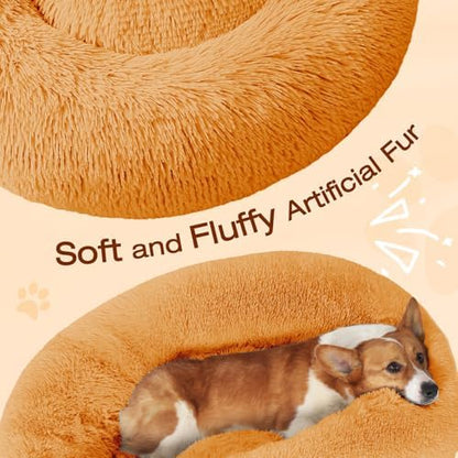 JOLLYVOGUE Dog & Cat Bed, Calming Anti-Anxiety Pet Bed for Small Dogs, Fluffy Donut Cushion for Small and Medium Pets (20") - Image 3