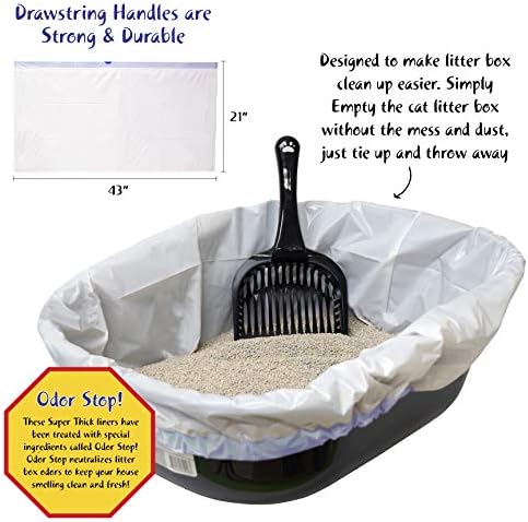 10 Count Fresh Kitty Litter Box Liners Super Thick, Durable, Easy Clean Up Jumbo Drawstring Scented, Bags for Pet Cats - Image 4