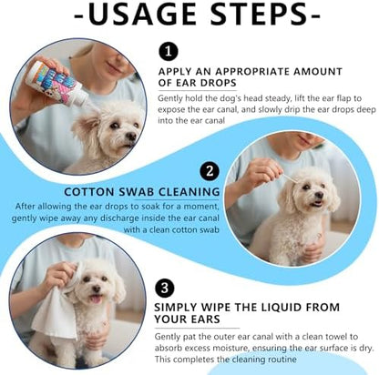 Dog Ear Cleaner Solution & Medicated Ear Drops for Dogs - Ear Infection Treatment for Itchy, Smelly Ears, Wax Buildup and Healthy Cleaning Maintenance (2 fl oz) - Image 7