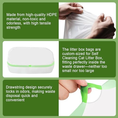 120 Count 26" x 11.8" Pre-separated Cat Litter Bags - Compatible with Fsitego & Fumoi Self Cleaning Litter Box, Extra Thick Heavy Duty Cat Litter Box Liners, 3-4 Gallons of Capacity - Image 3