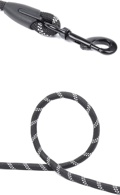 Reflective Dog Leash for Night Walking, 5FT Heavy Duty Rope with Padded Handle & 360° Swivel Clip, Tangle-Free Design for Small Medium Large Dogs