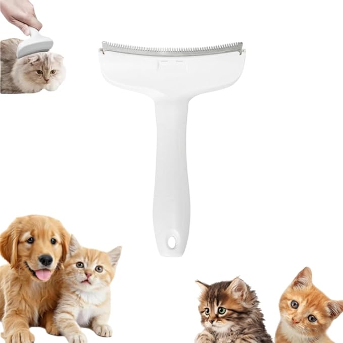 V-Tooth Deshedding Comb, Pet Hair Removal Tool, Multifunctional Hairs Removal Brush, Cat Dog Grooming Brush, Tight V-shaped Comb Teeth To Effectively Remove Pet Hair Loss (White, Large)
