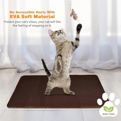 Cat Litter Mat 24"x35",Double Layer EVA litterbox Mat, Brown - Image 6