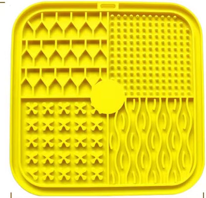 Dog, cat Silicone Food Grade Licking mat Slow Feeder Great for Yogurt,Peanut Butter Cold Smear Treats (Yellow, Medium) - Image 2