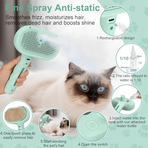 Cat Brush Dog Brush for Shedding,Pet Steam Hair Removal Comb Grooming Kit - Image 2